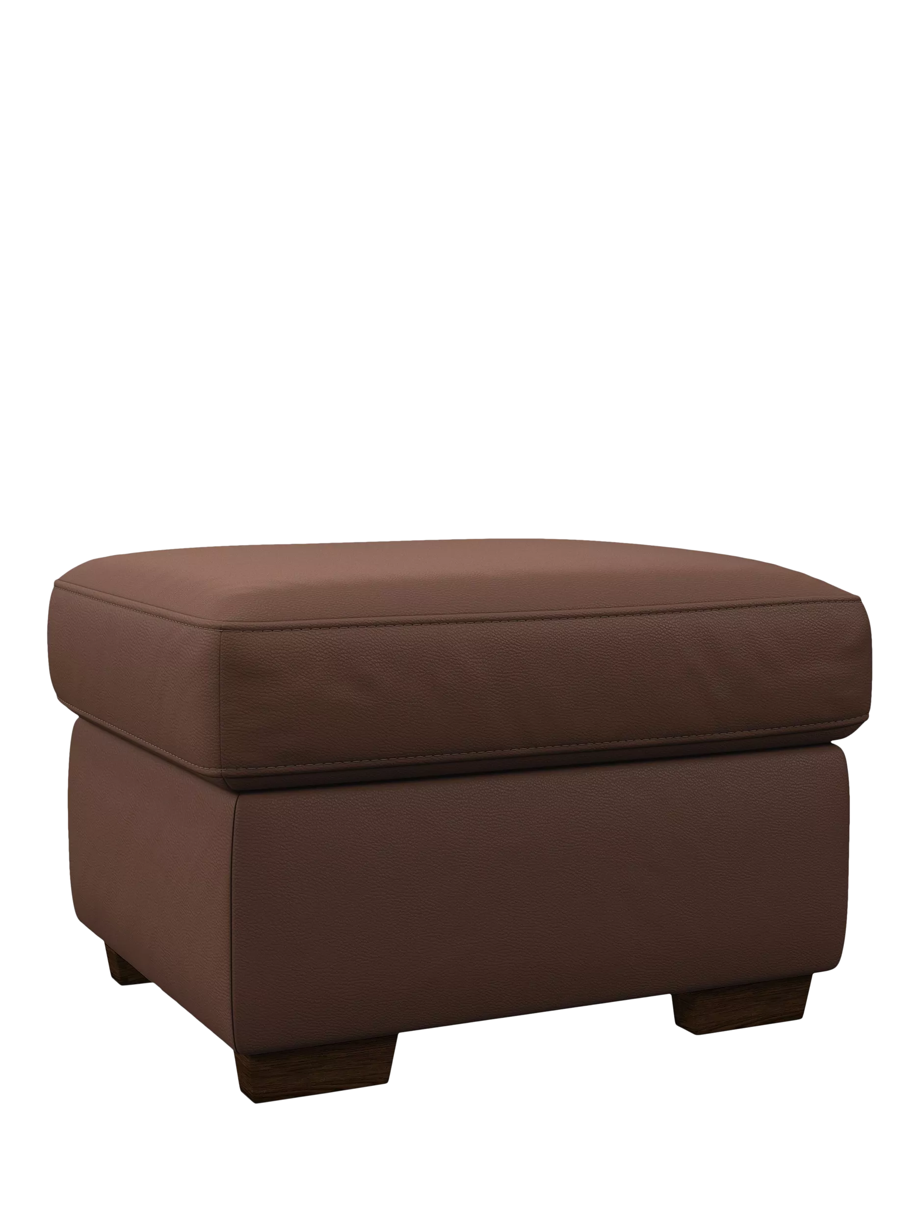 John Lewis Camden Leather Footstool, Dark Leg, Premium Chocolate