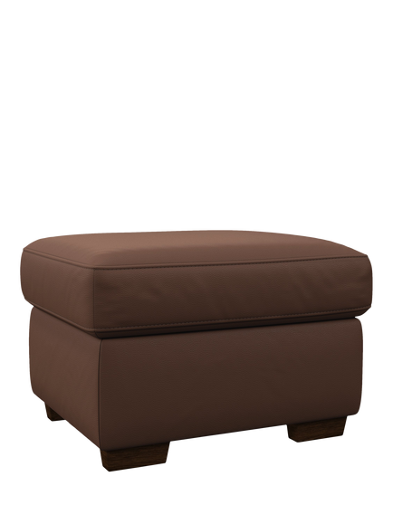 John Lewis Camden Leather Footstool, Dark Leg, Premium Chocolate, Premium Chocolate