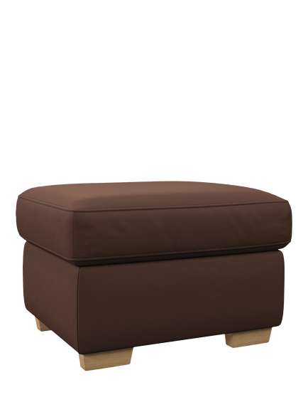 John Lewis Camden Leather Footstool, Light Leg, Premium Chocolate, Premium Chocolate