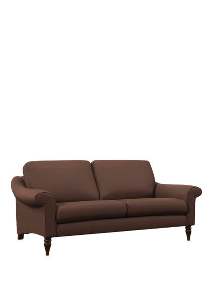 John Lewis Camber Large 3 Seater Leather Sofa, Dark Leg, Premium Chocolate, Premium Chocolate