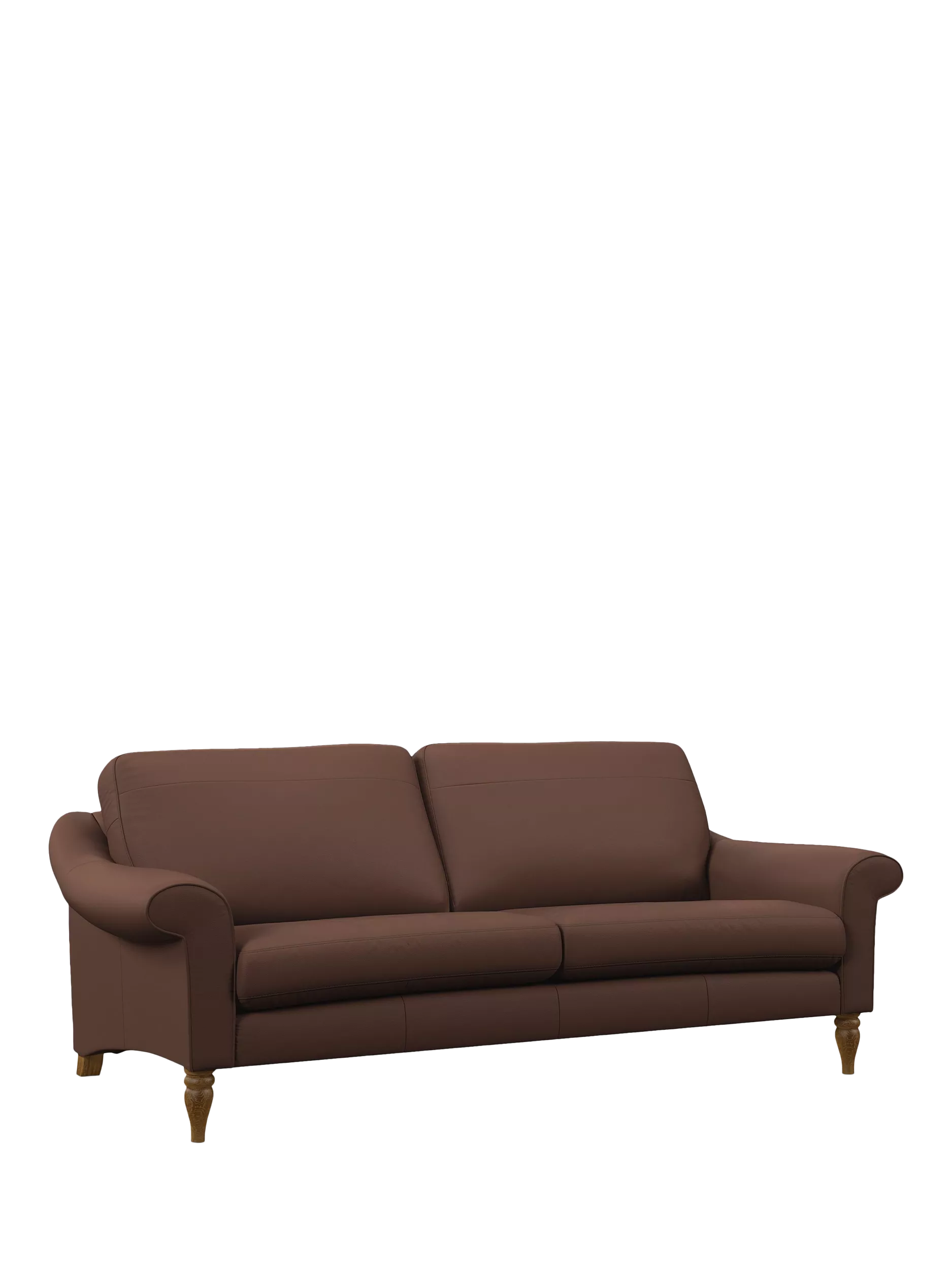 John Lewis Camber Large 3 Seater Leather Sofa, Light Leg, Premium Chocolate