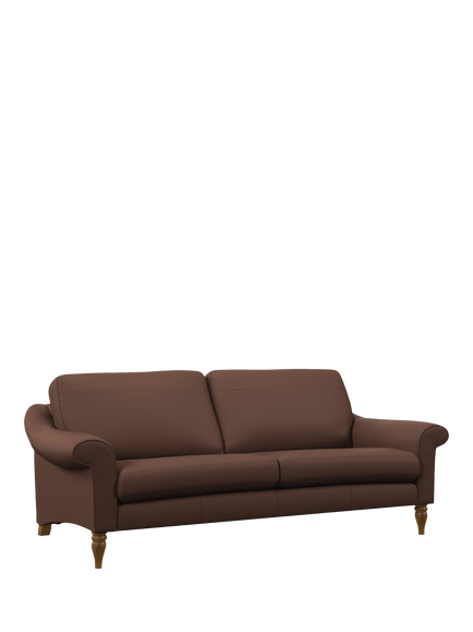 John Lewis Camber Large 3 Seater Leather Sofa, Light Leg, Premium Chocolate, Premium Chocolate
