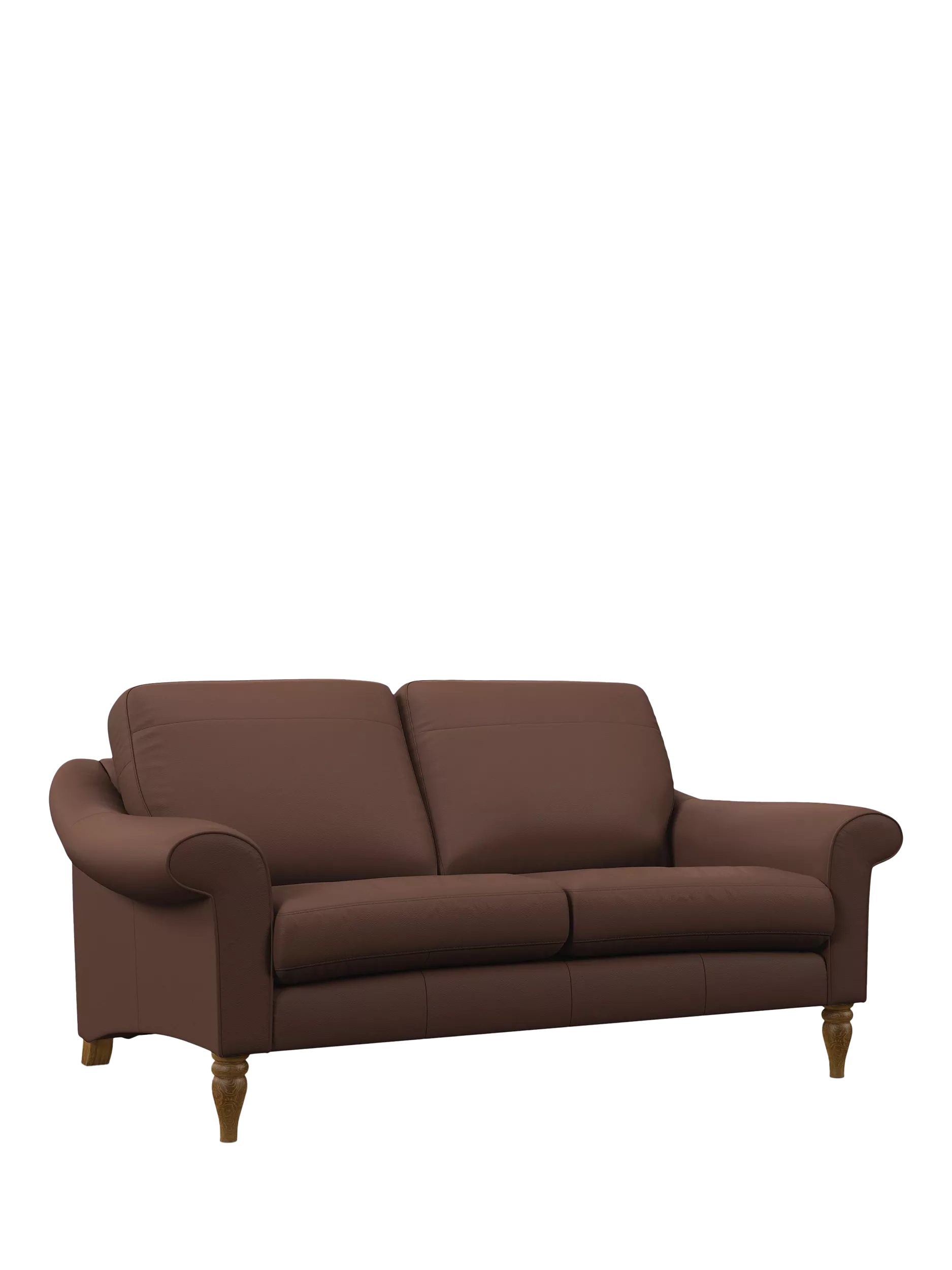 John Lewis Camber Medium 2 Seater Leather Sofa, Light Leg, Premium Chocolate