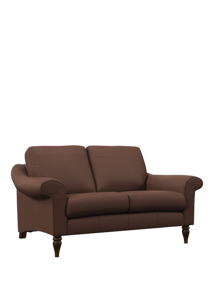 John Lewis Camber Small 2 Seater Leather Sofa, Dark Leg, Premium Chocolate, Premium Chocolate