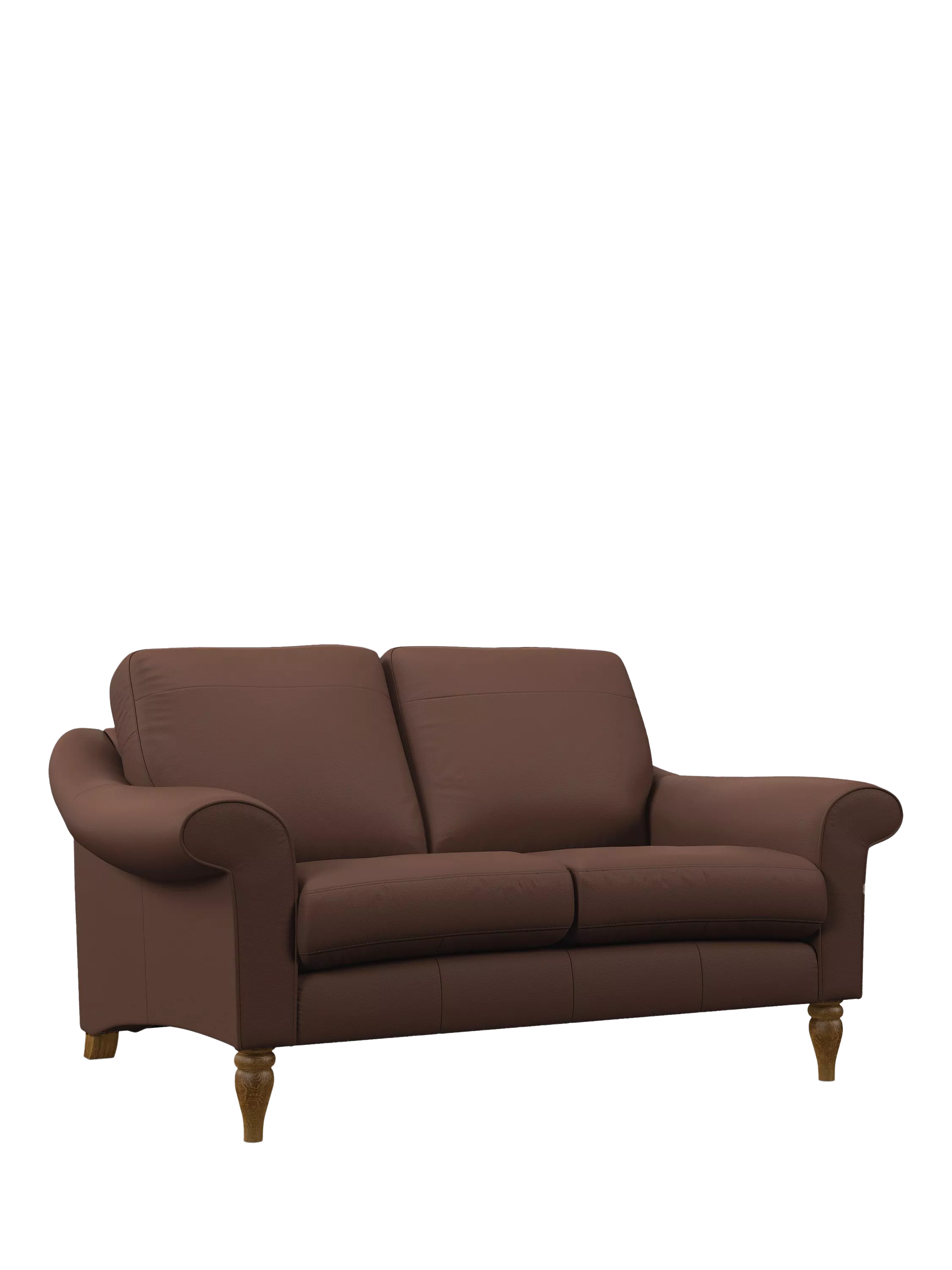 John Lewis Camber Small 2 Seater Leather Sofa, Light Leg, Premium Chocolate