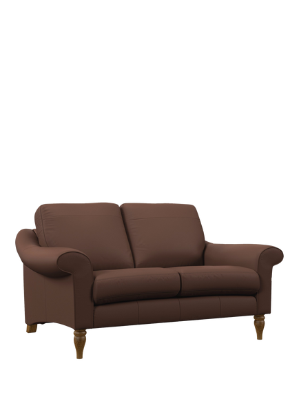 John Lewis Camber Small 2 Seater Leather Sofa, Light Leg, Premium Chocolate, Premium Chocolate