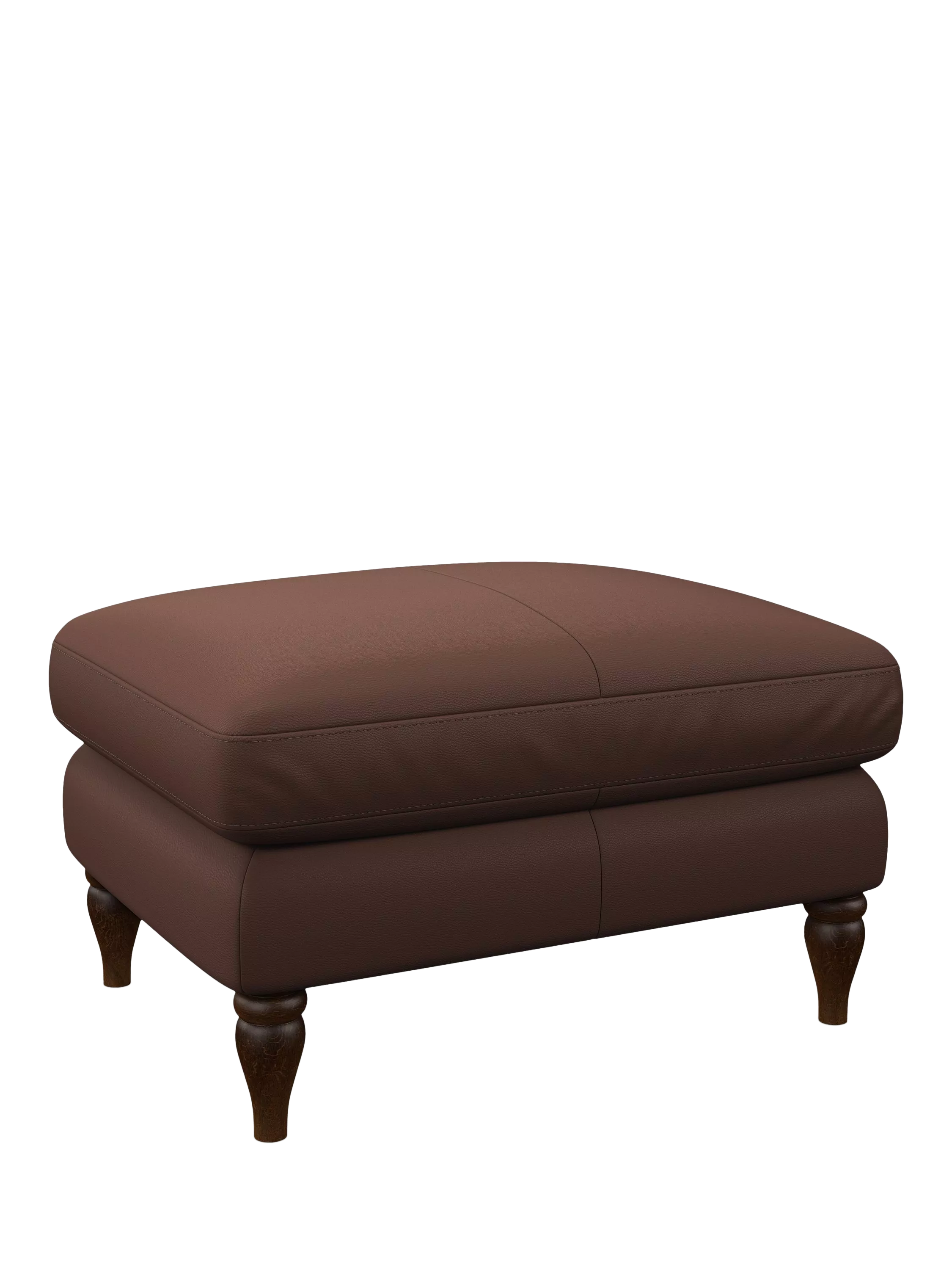 John Lewis Camber Leather Footstool, Dark Leg, Premium Chocolate