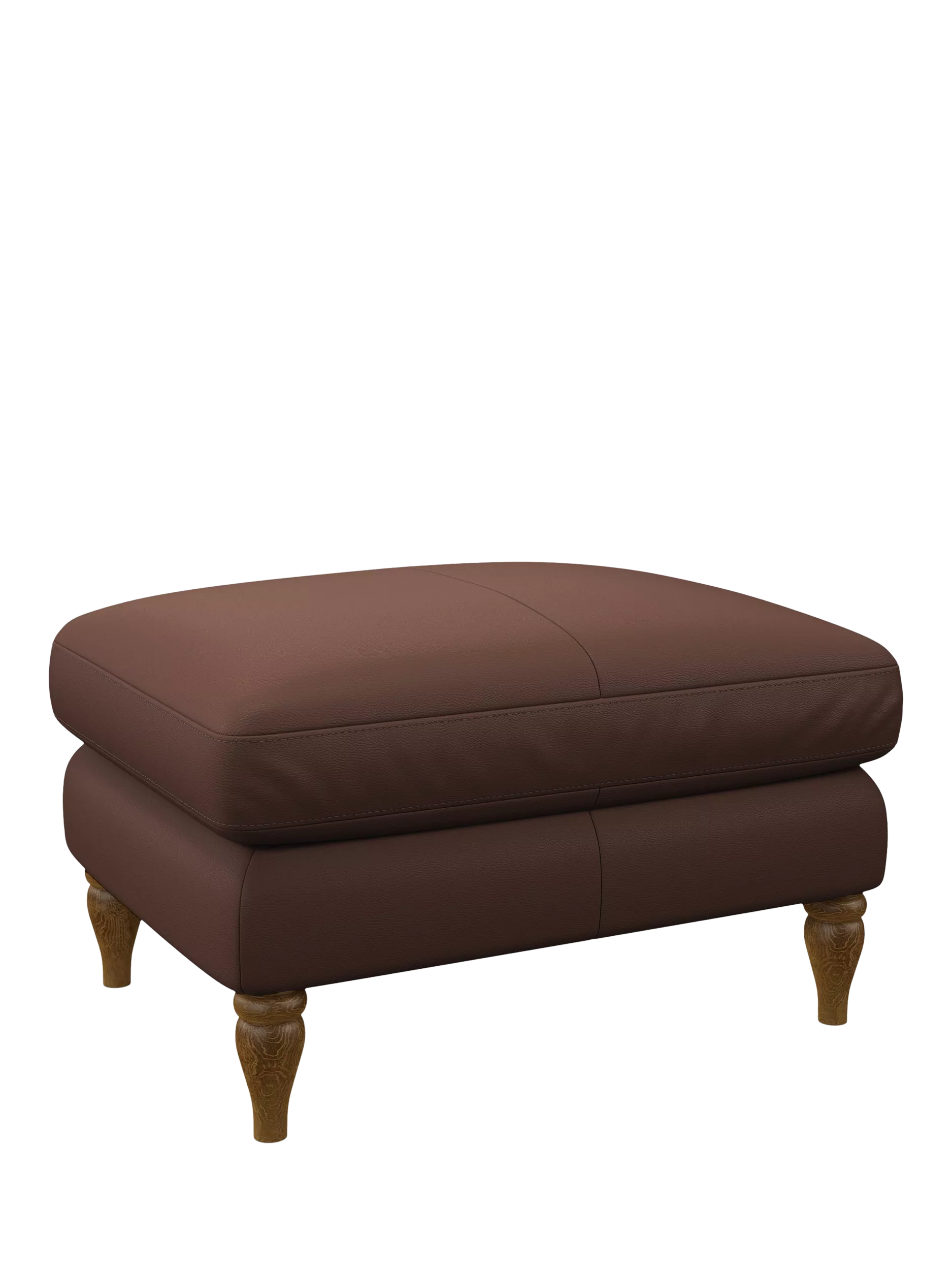 John Lewis Camber Leather Footstool, Light Leg, Premium Chocolate
