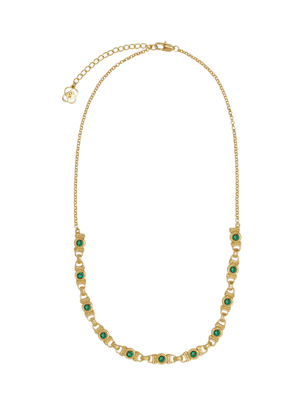 Ottoman Hands Emerald Cubic Zirconia Tennis Necklace, Gold, Gold