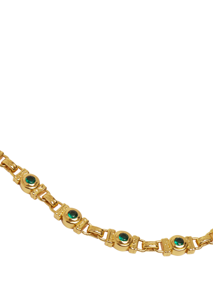 Ottoman Hands Emerald Cubic Zirconia Tennis Necklace, Gold - view 2, Gold