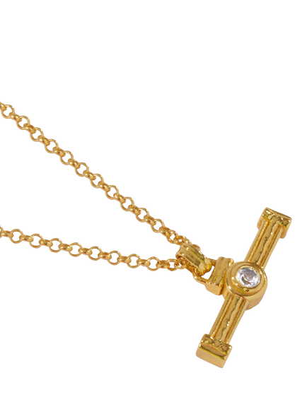 Ottoman Hands Tennis T-Bar Necklace, Gold - view 2, Gold