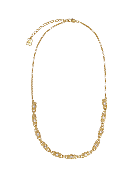 Ottoman Hands White Topaz Tennis Necklace, Gold, Gold