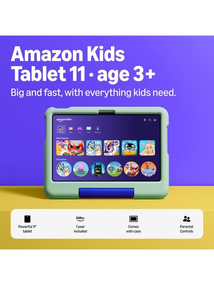 Amazon Kids Tablet 11 (Age 3+) with Kid-Proof Bumper & Parental Controls, Octa-Core, Android, Wi-Fi, 8GB RAM, 11”, 64GB - view 2, Cool Green