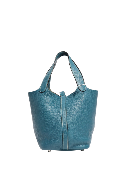 Pre-loved Hermès Picotin 18 Clemence Silver Hardware Bag, Blue, Blue
