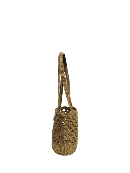 Pre-loved Prada Raffia-Effect Mini Tote Bag, Khaki - view 2, Khaki
