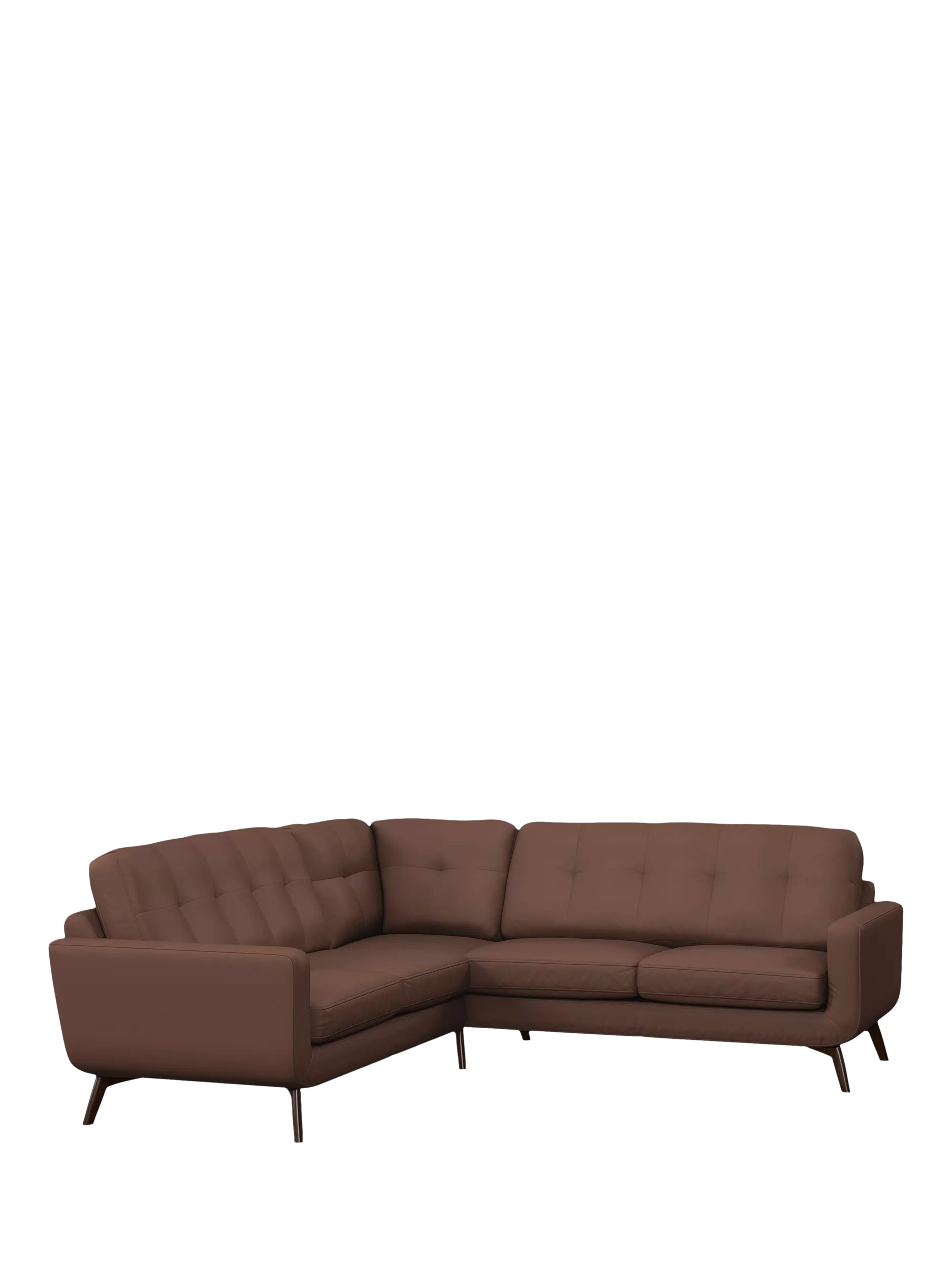 John Lewis Barbican 5+ Seater Leather Corner Sofa, Dark Leg, Premium Chocolate