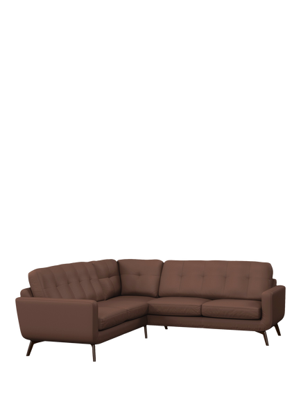 John Lewis Barbican 5+ Seater Leather Corner Sofa, Dark Leg, Premium Chocolate, Premium Chocolate