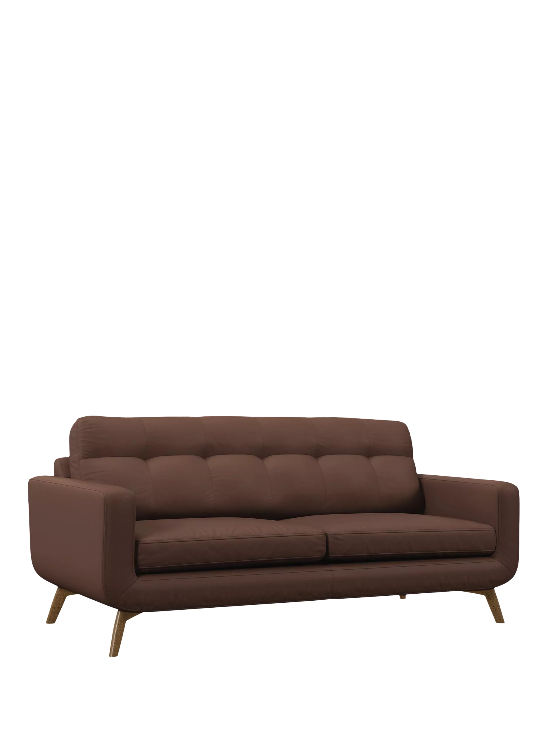 John Lewis Barbican Large 3 Seater Leather Sofa, Light Leg, Premium Chocolate