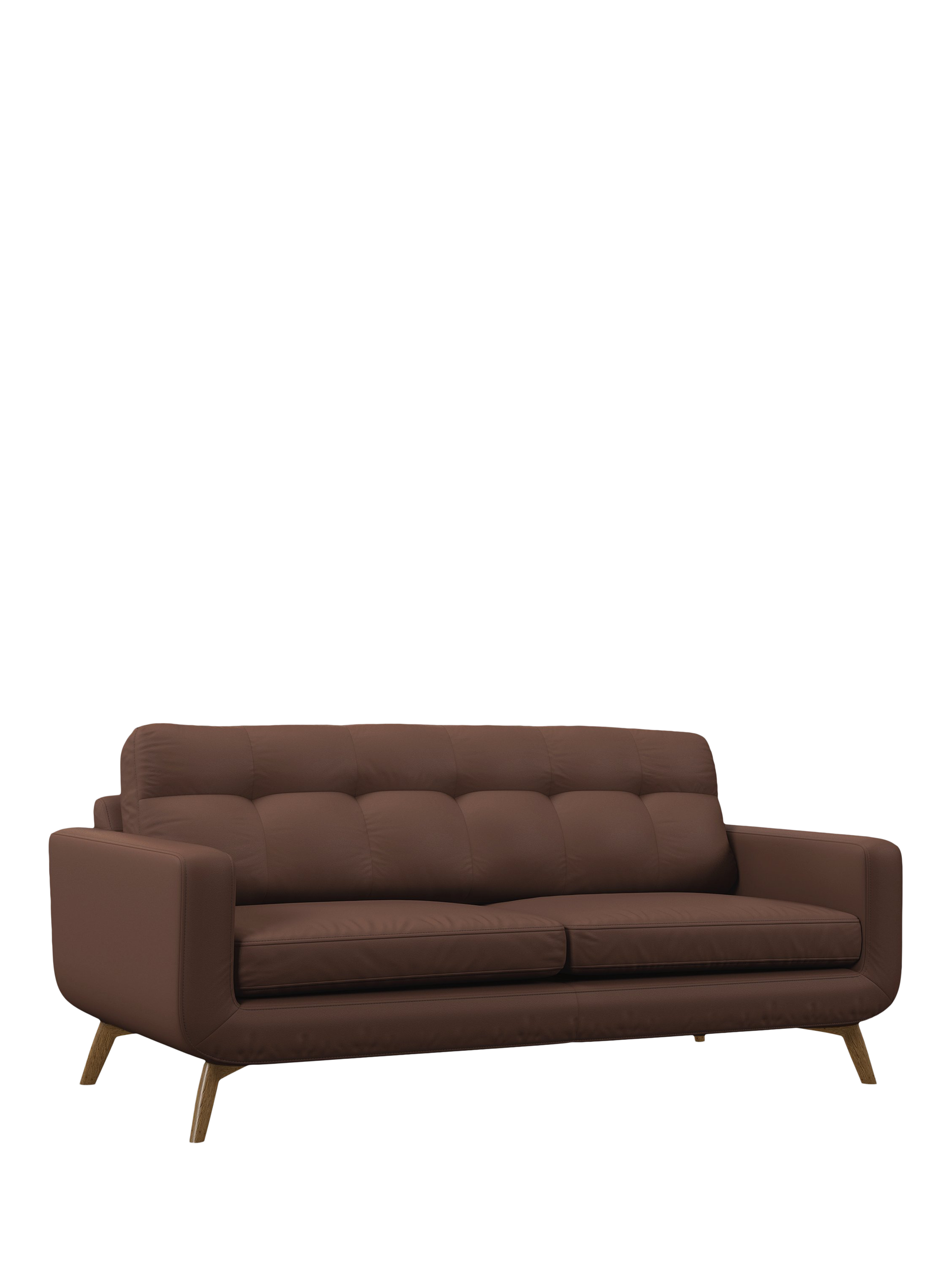 Barbican Range, John Lewis Barbican Large 3 Seater Leather Sofa, Light Leg, Premium Chocolate