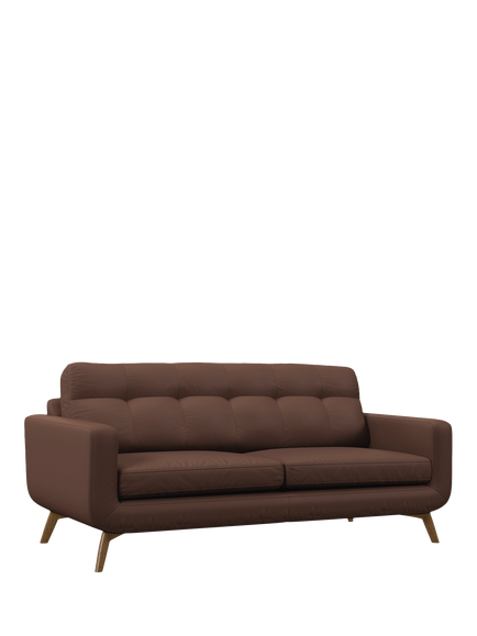 John Lewis Barbican Large 3 Seater Leather Sofa, Light Leg, Premium Chocolate, Premium Chocolate