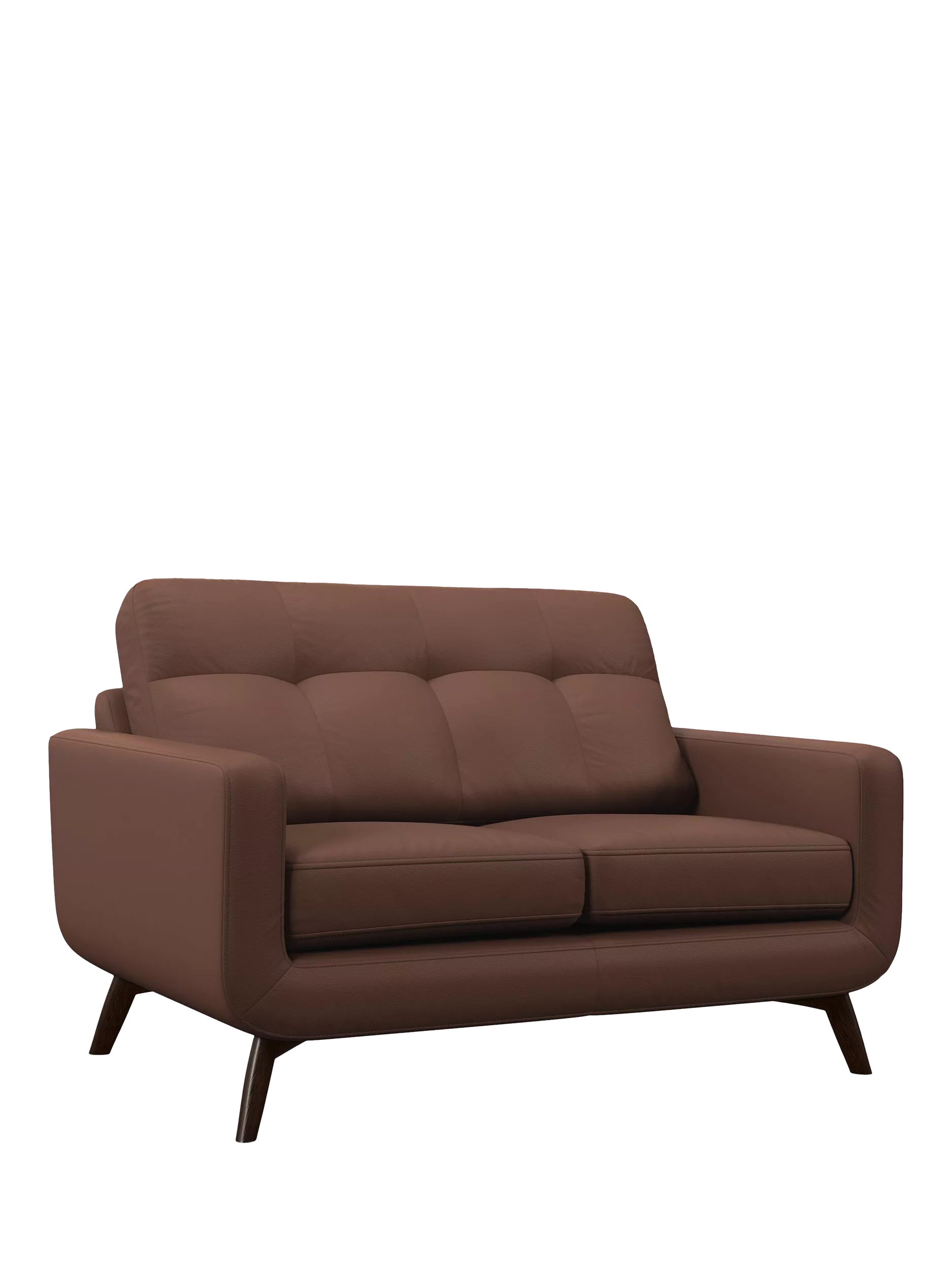 John Lewis Barbican Small 2 Seater Leather Sofa, Dark Leg, Premium Chocolate