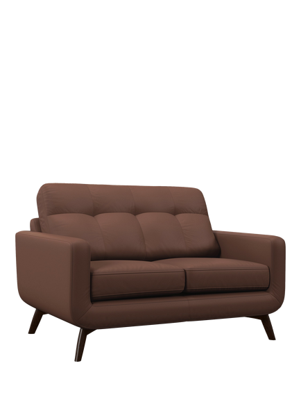 John Lewis Barbican Small 2 Seater Leather Sofa, Dark Leg, Premium Chocolate, Premium Chocolate