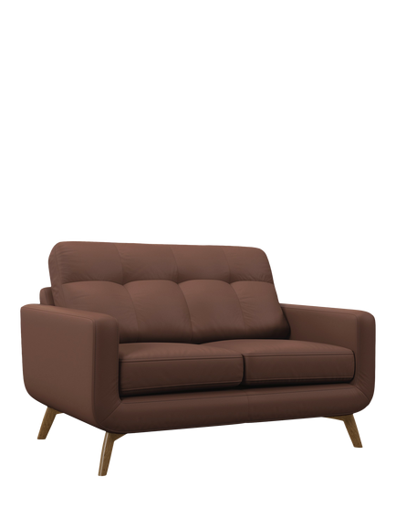 John Lewis Barbican Small 2 Seater Leather Sofa, Light Leg, Premium Chocolate, Premium Chocolate