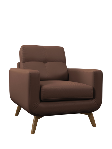 John Lewis Barbican Leather Armchair, Light Leg, Premium Chocolate, Premium Chocolate
