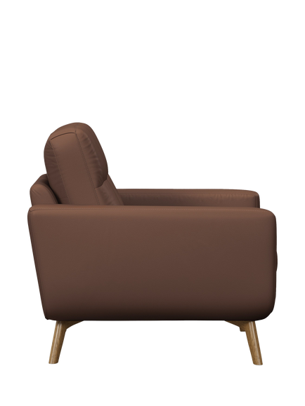 John Lewis Barbican Leather Armchair, Light Leg, Premium Chocolate - view 2, Premium Chocolate