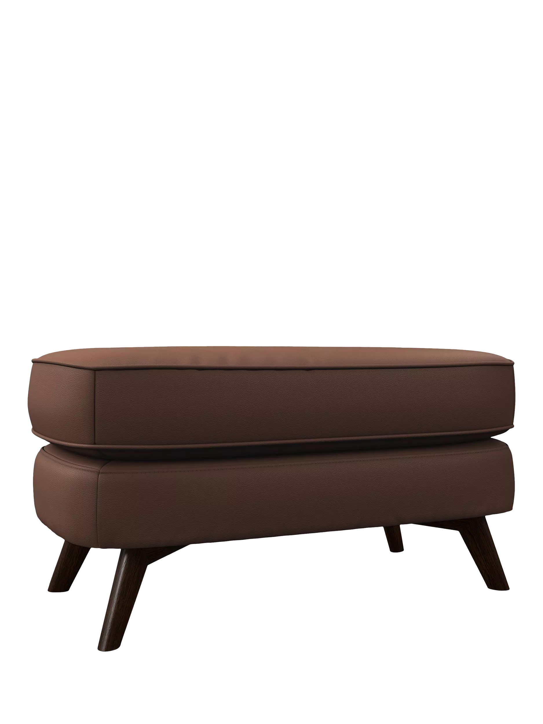 John Lewis Barbican Leather Footstool, Dark Leg, Premium Chocolate