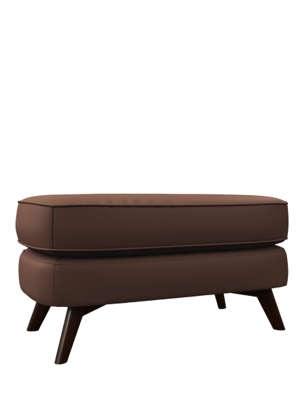 John Lewis Barbican Leather Footstool, Dark Leg, Premium Chocolate, Premium Chocolate