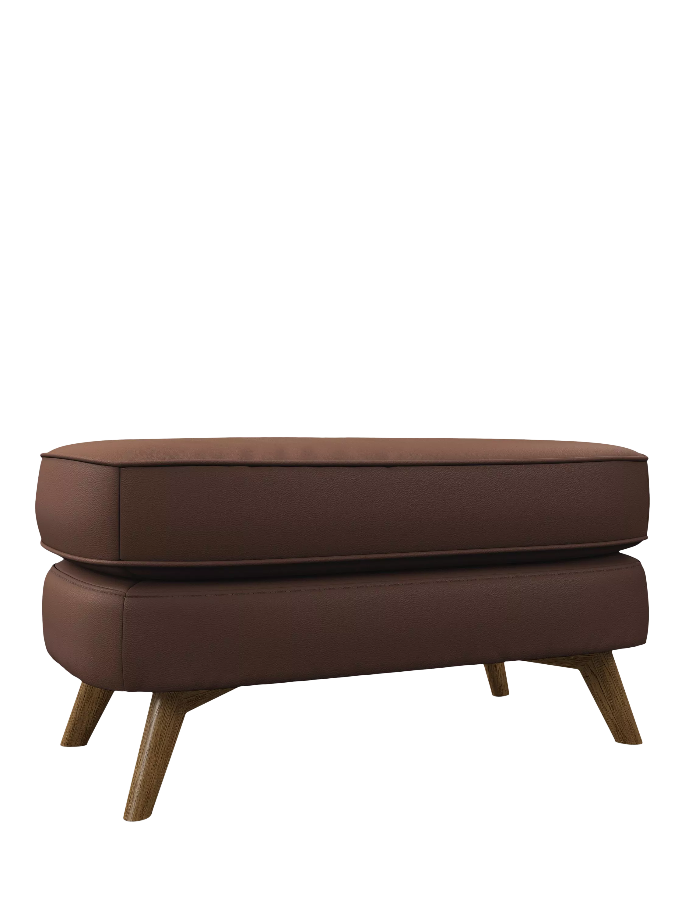 John Lewis Barbican Leather Footstool, Light Leg, Premium Chocolate