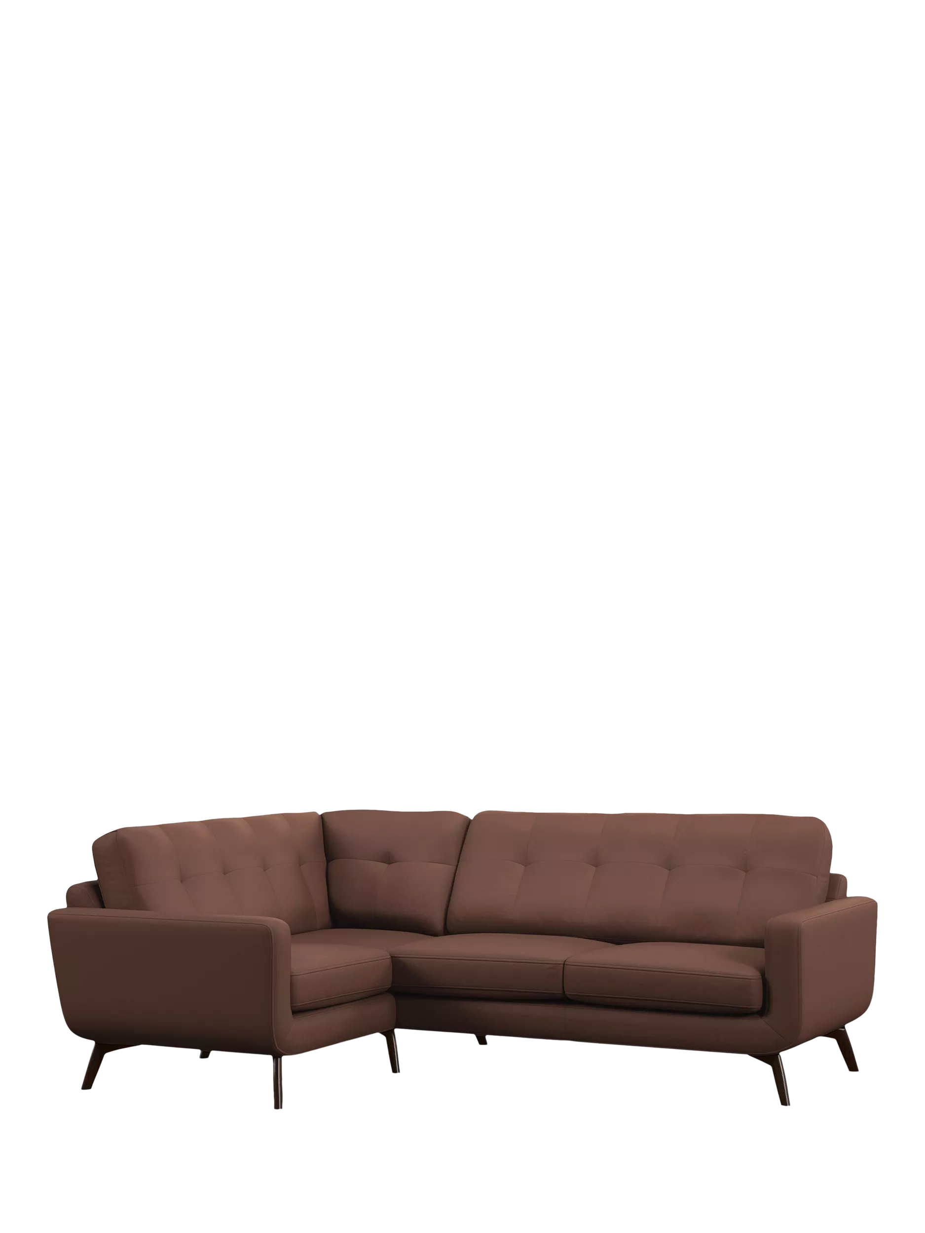 John Lewis Barbican LHF Corner End Leather Sofa, Dark Leg, Premium Chocolate