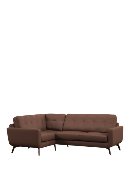 John Lewis Barbican LHF Corner End Leather Sofa, Dark Leg, Premium Chocolate, Premium Chocolate