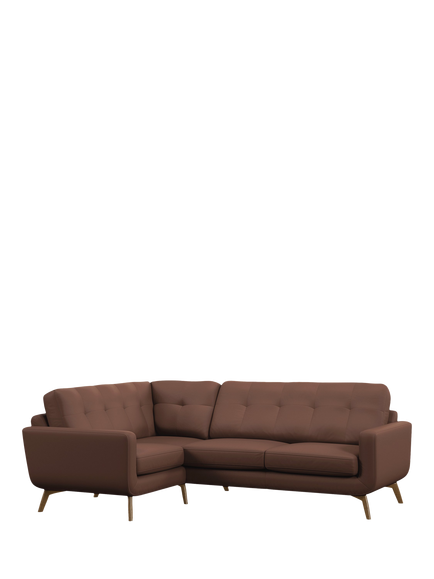 John Lewis Barbican LHF Corner End Leather Sofa, Light Leg, Premium Chocolate, Premium Chocolate