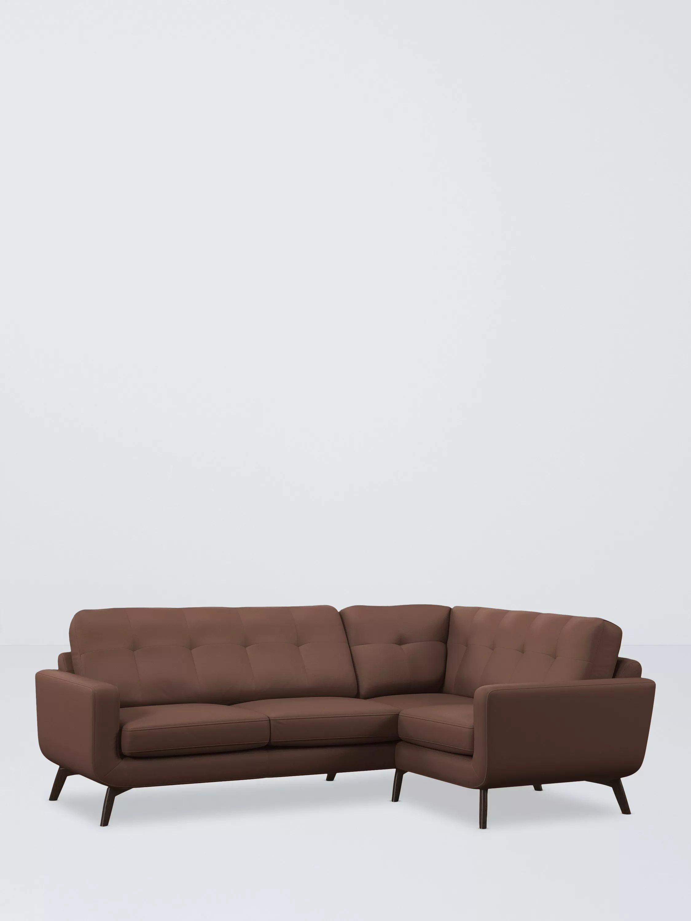 John Lewis Barbican 4 Seater RHF Leather Corner End Sofa, Dark Leg, Premium Chocolate