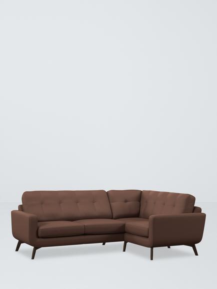 John Lewis Barbican 4 Seater RHF Leather Corner End Sofa, Dark Leg, Premium Chocolate, Premium Chocolate