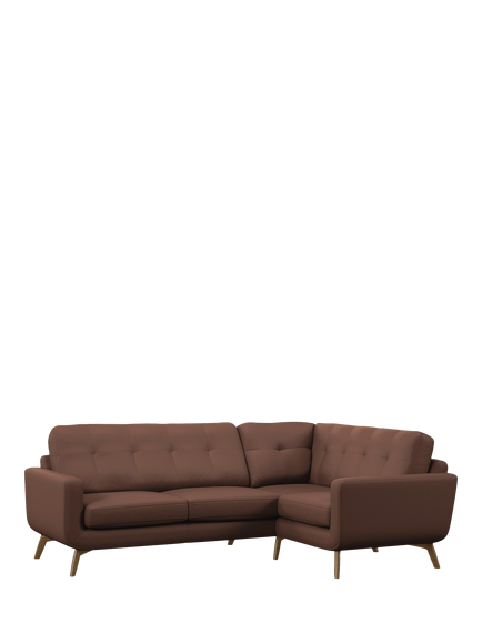 John Lewis Barbican 4 Seater RHF Leather Corner End Sofa, Light Leg, Premium Chocolate, Premium Chocolate