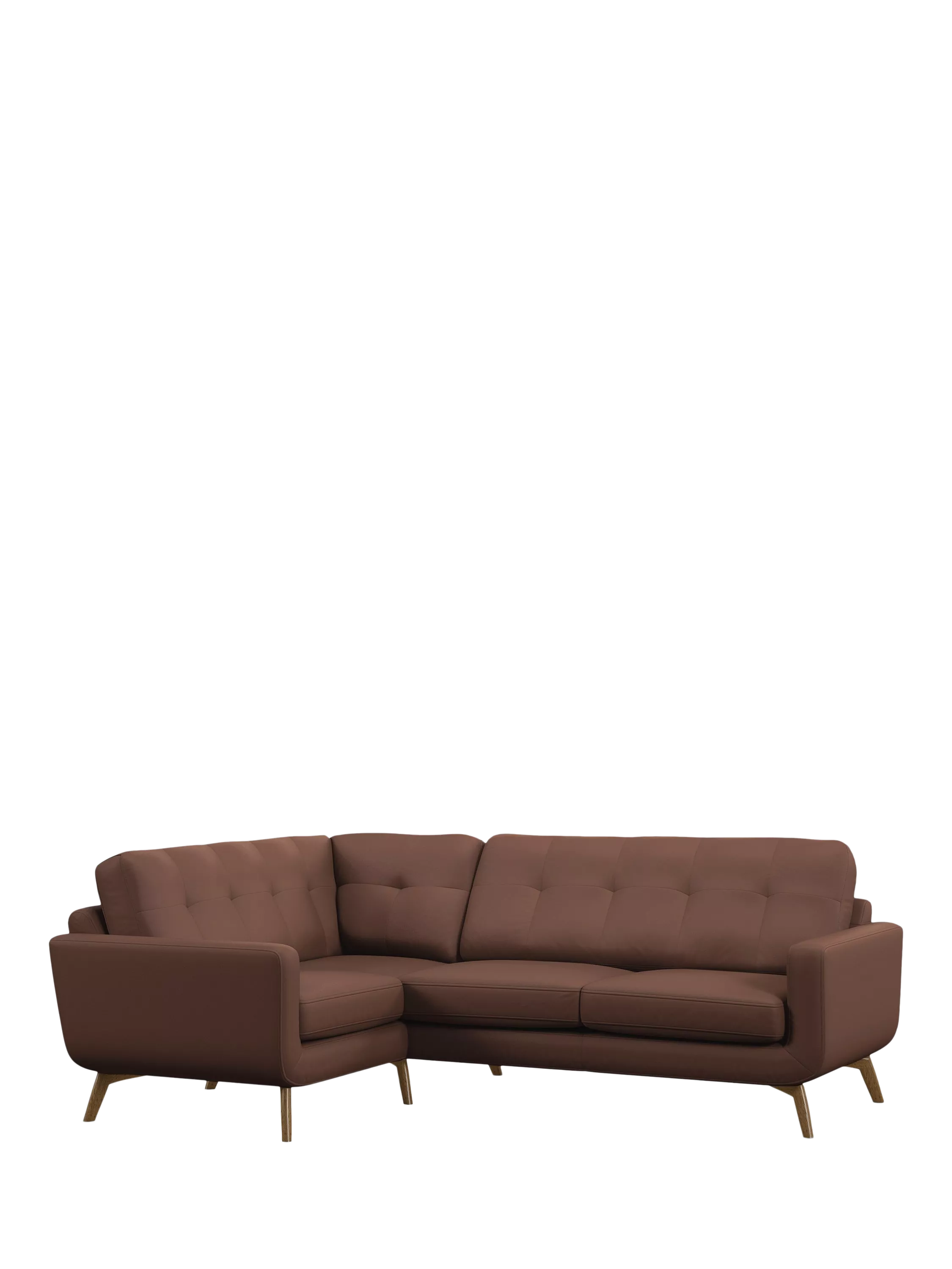 John Lewis Barbican LHF Corner End Leather Sofa, Light Leg, Premium Chocolate