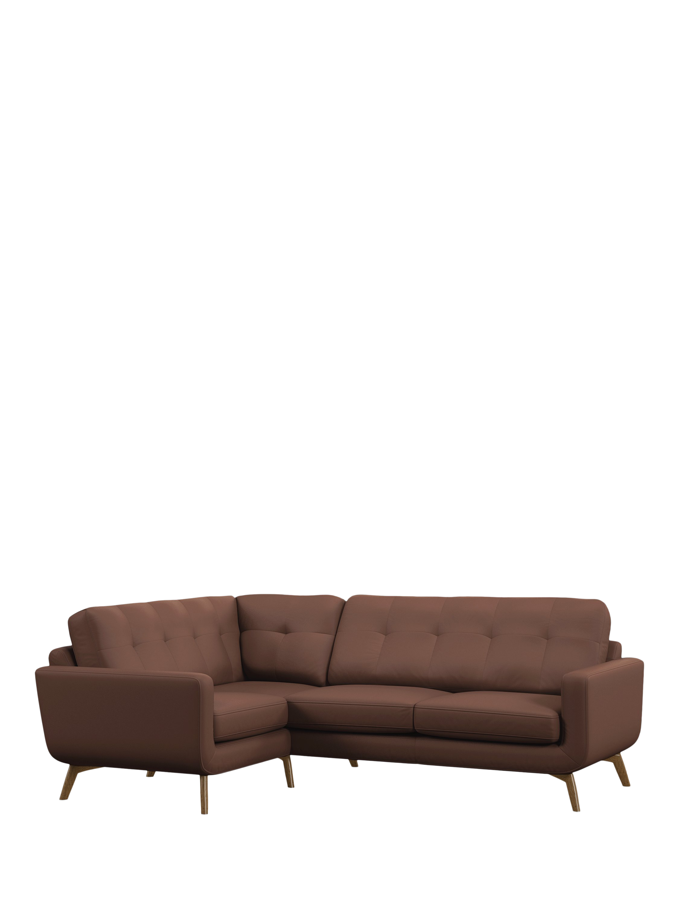 Barbican Range, John Lewis Barbican LHF Corner End Leather Sofa, Light Leg, Premium Chocolate