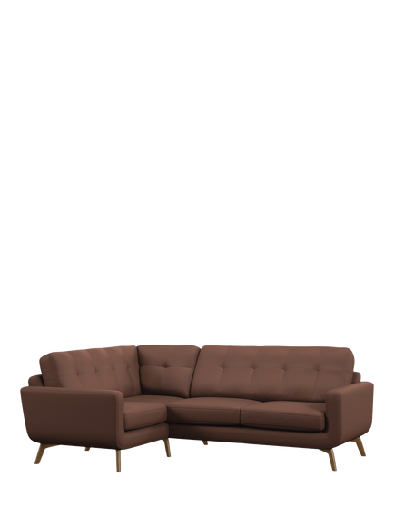 John Lewis Barbican LHF Corner End Leather Sofa, Light Leg, Premium Chocolate, Premium Chocolate