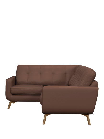 John Lewis Barbican LHF Corner End Leather Sofa, Light Leg, Premium Chocolate - view 2, Premium Chocolate