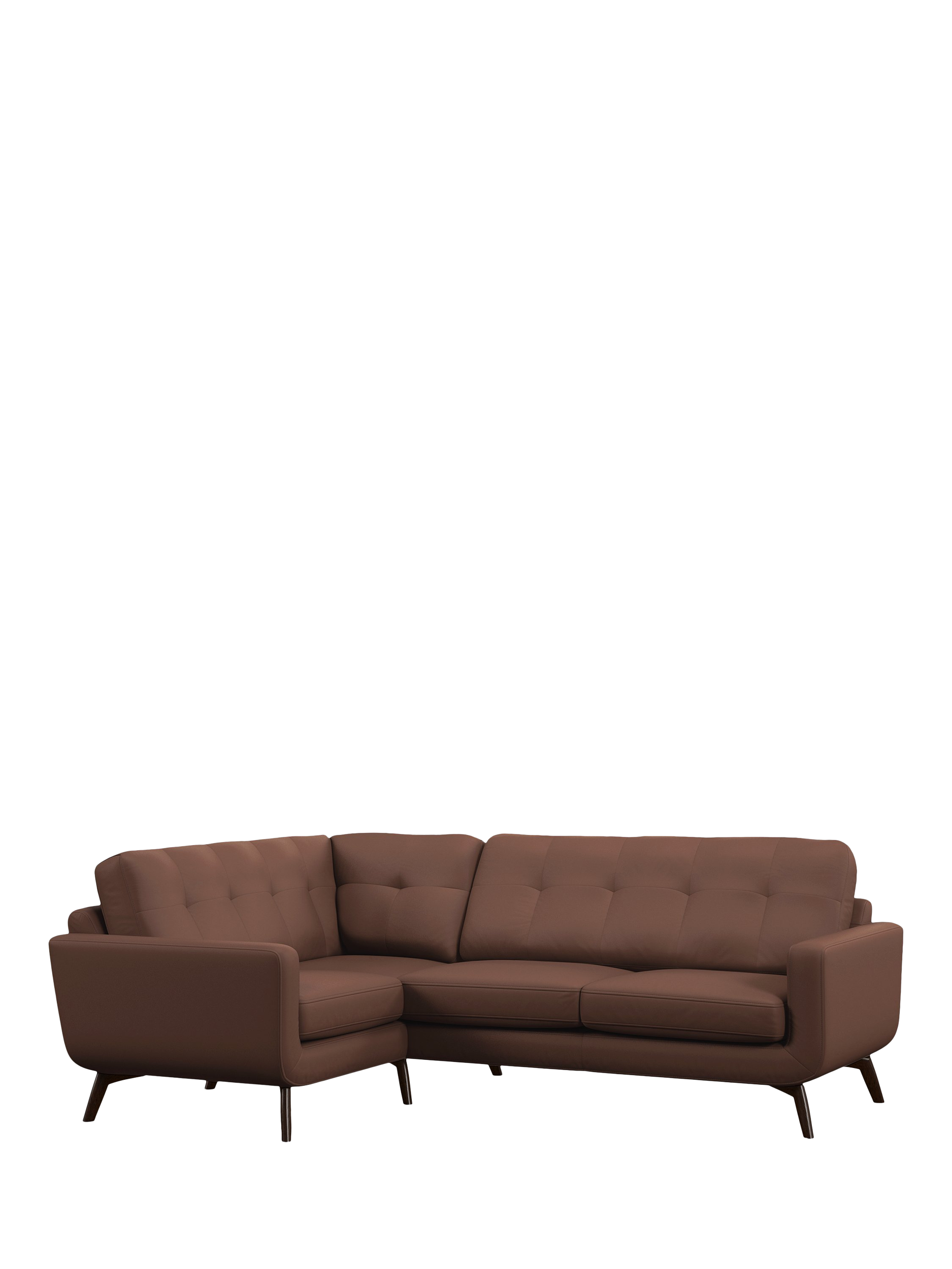 Barbican Range, John Lewis Barbican LHF Leather Corner Sofa, Dark Leg, Premium Chocolate