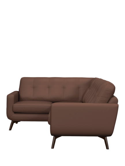 John Lewis Barbican LHF Leather Corner Sofa, Dark Leg, Premium Chocolate - view 2, Premium Chocolate