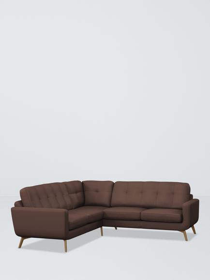 John Lewis Barbican 5+ Seater Leather Corner Sofa, Light Leg, Premium Chocolate, Premium Chocolate