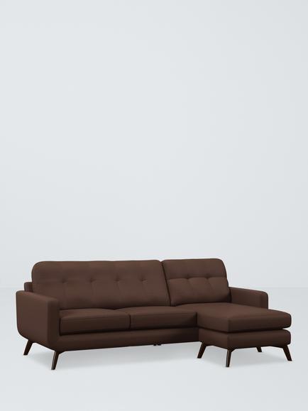 John Lewis Barbican RHF Chaise End Leather Sofa, Dark Leg, Premium Chocolate, Premium Chocolate