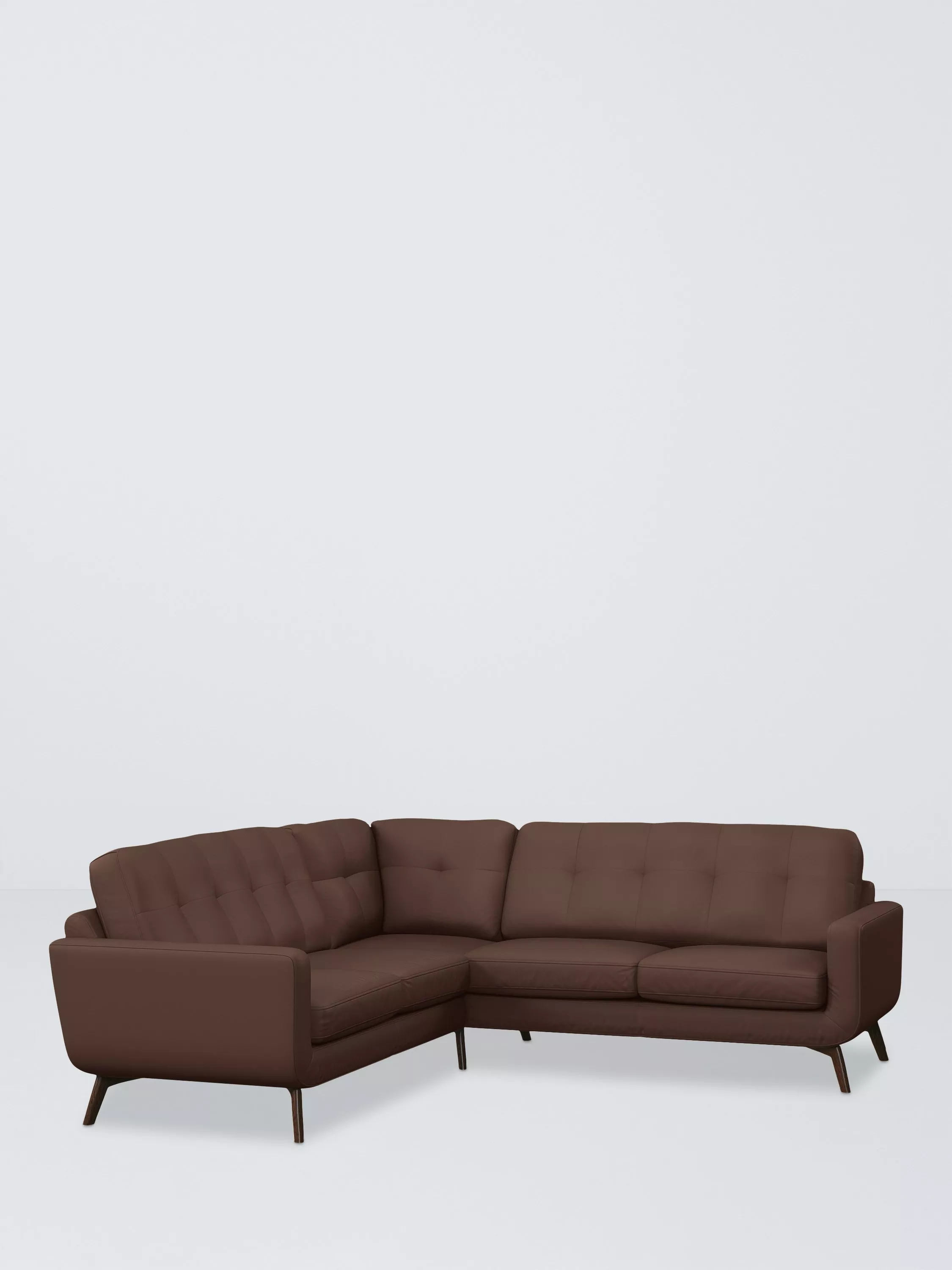 John Lewis Barbican 5+ Seater Leather Corner Sofa, Dark Leg, Premium Chocolate