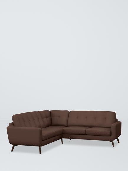 John Lewis Barbican 5+ Seater Leather Corner Sofa, Dark Leg, Premium Chocolate, Premium Chocolate