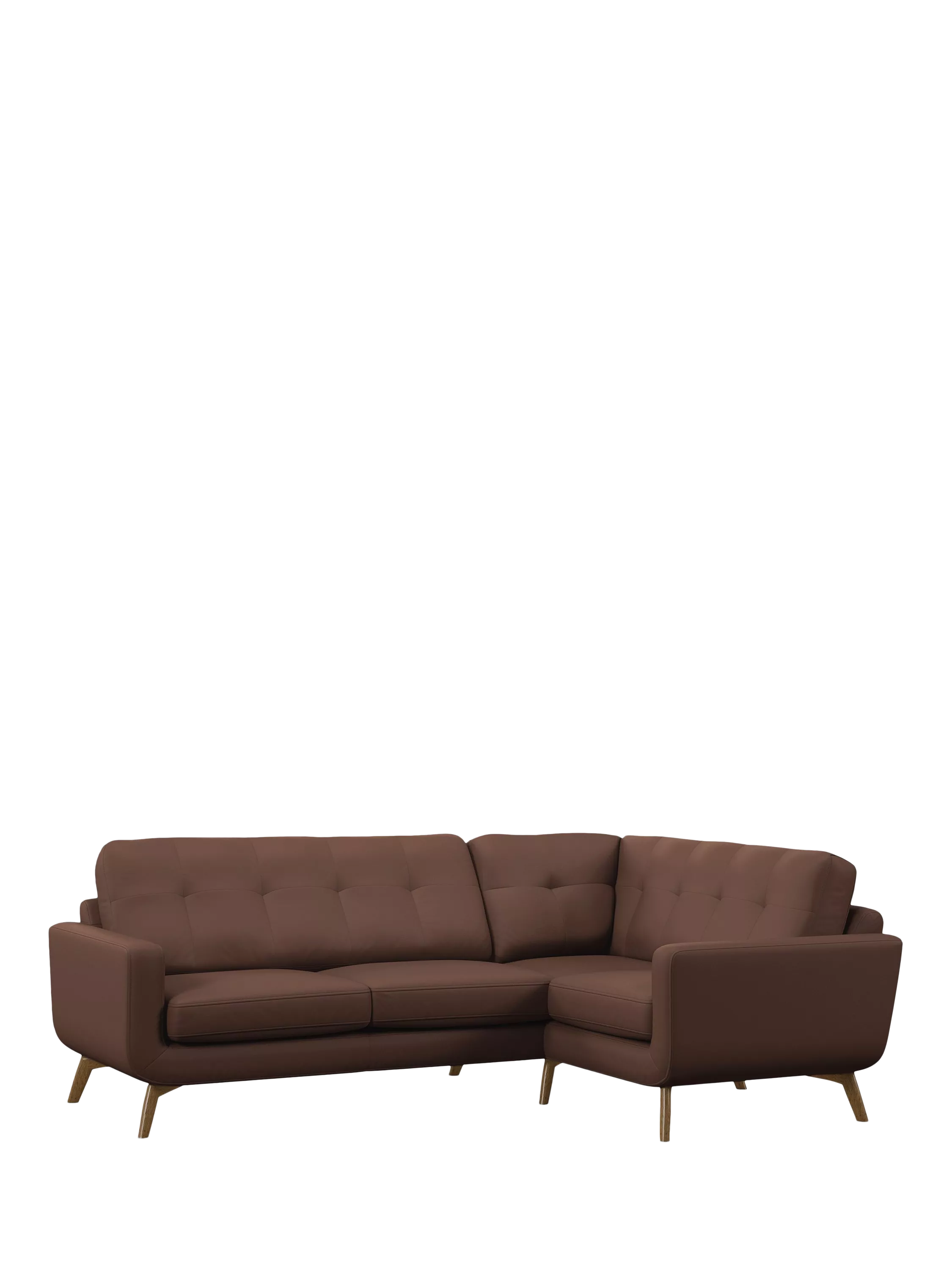 John Lewis Barbican RHF Corner End Leather Sofa, Light Leg, Premium Chocolate