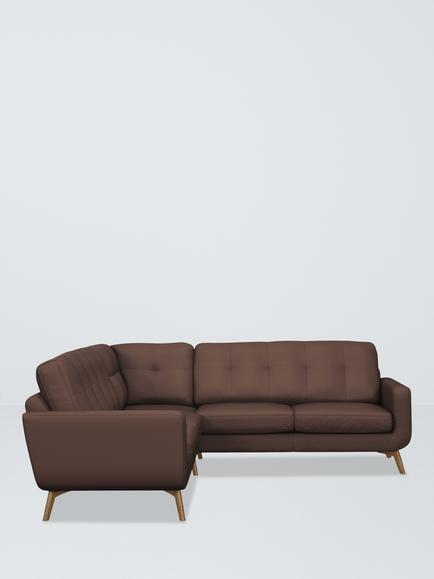 John Lewis Barbican RHF Corner End Leather Sofa, Light Leg, Premium Chocolate - view 2, Premium Chocolate